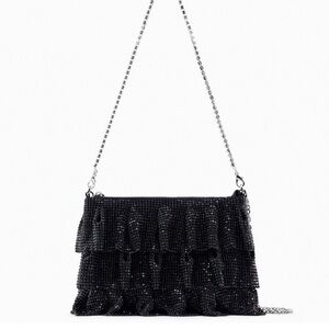 NWT Zara Metallic Mesh Ruffled Crossbody bag